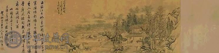 张熊 1854年作 小竹里馆图 横幅 设色绢本