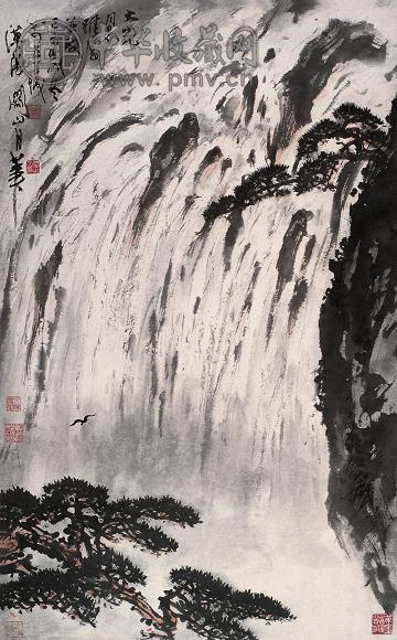 关山月 己未(1979年)作 山水 立轴 设色纸本