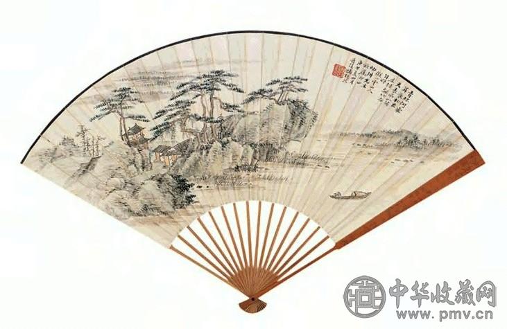 冯超然 庚午(1930年)作 山水 成扇 设色纸本