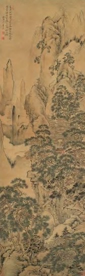 华嵒 山水 立轴 设色绢本