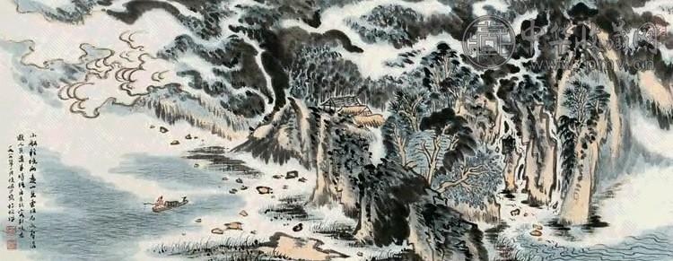 陆俨少 1984年作 溪山晚归 镜心 设色纸本