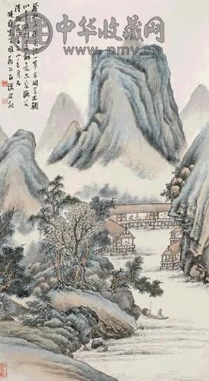 诸健秋 壬午(1942年)作 山水 中堂 设色纸本