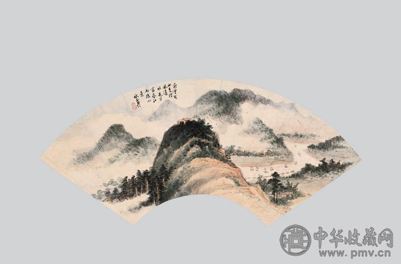 伏文彦 陈秋草 山水 扇面 纸本