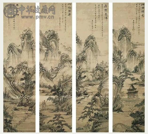 明 黎明 山水 轴