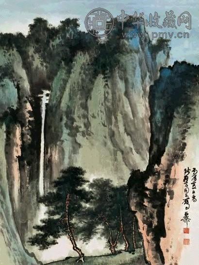 谢稚柳 1976年作 春山秋翠 立轴 设色纸本