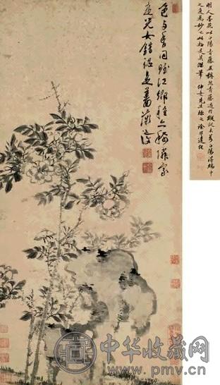 陈淳 蔷薇 立轴 水墨纸本