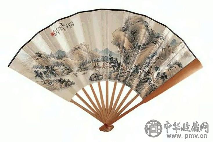 朱磊园 山水 扇面 纸本