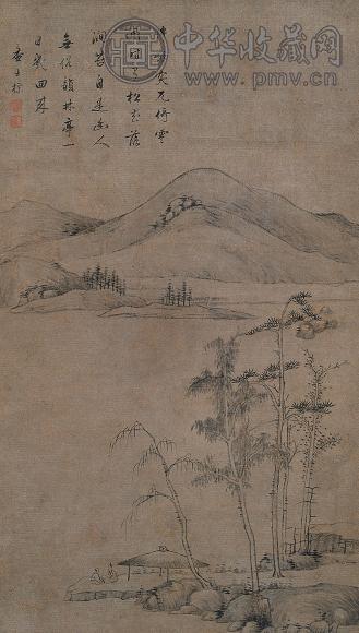 查士标 枯木幽亭 立轴 水墨纸本