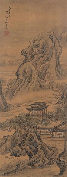 袁江(款) 山水 立轴 绢本