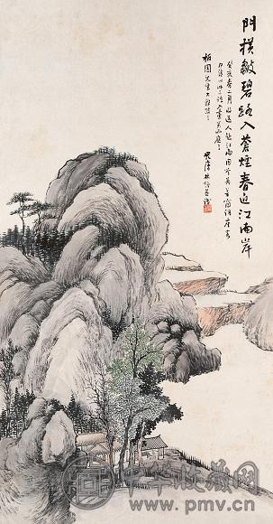 林纾 癸亥(1923年)作 春近江南岸 立轴 设色纸本