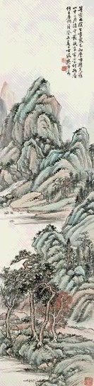 樊浩霖 癸未(1943年)作 溪山茅舍 立轴 设色纸本