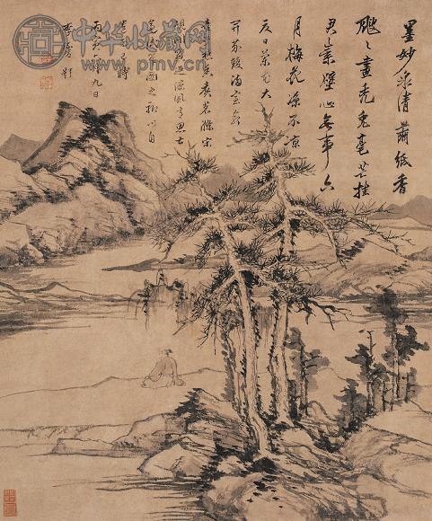 李流芳 丙寅(1626年)作 山远泉清 立轴 水墨纸本