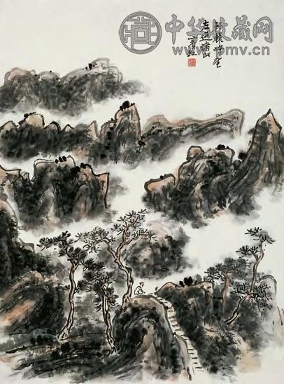 黄宾虹 轩辕峰 立轴 设色纸本