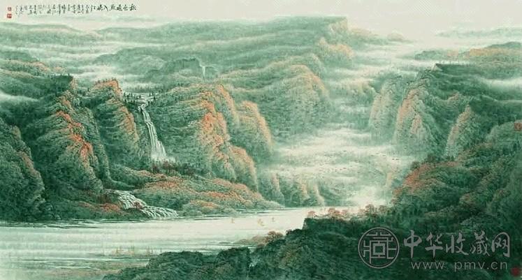 言亢达 秋色返照入峡江 镜心 纸本