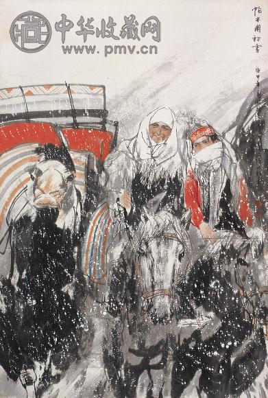 杜滋龄 1990年作 帕米尔初雪 立轴 设色纸本