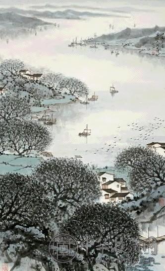 宋文治 太湖风光 立轴 设色纸本