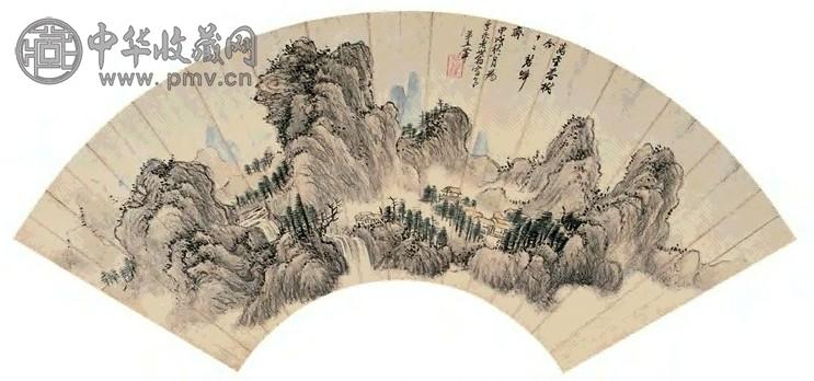 王翚 万重春树 扇面 设色纸本