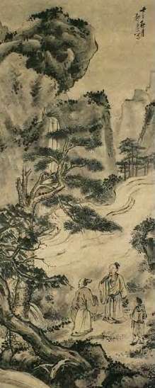 黎遂球 明 松阴观溪图 轴