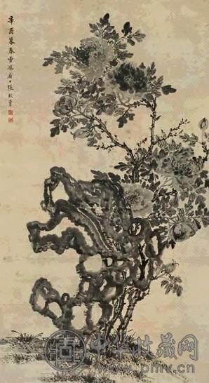 张敔 辛酉(1801年)作 富贵长寿 立轴 水墨纸本