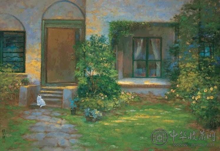 颜文梁 庭院 油彩 画布