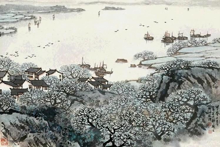 宋文治 早春二月 立轴 设色纸本