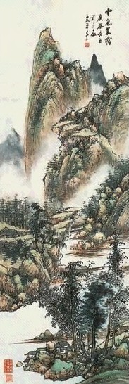 朱昂之 山水 立轴 设色纸本