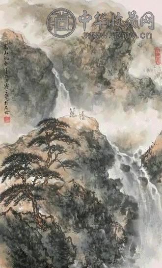 傅二石 高山流水 镜心 设色纸本