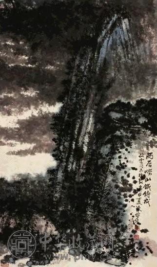 陈维信 庚申(1980年)作 雨后崂山 立轴 设色纸本