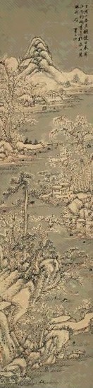 翟大坤 1767年作 寒江独钓图 立轴 设色纸本