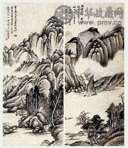宋文治 临古山水(2件) 镜心 设色纸本