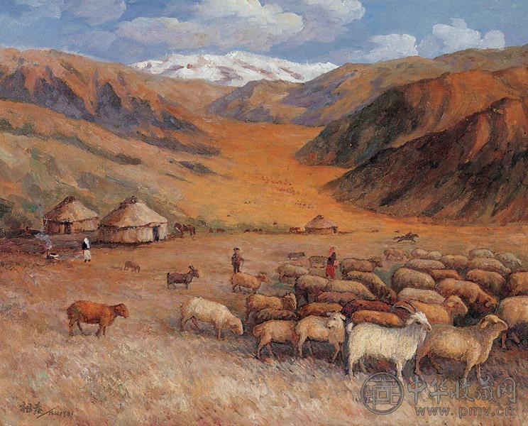 周祖泰 辛酉(1981年)作 春到南山 布面油画