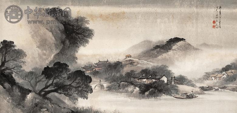 吴石僊 山水 横幅 纸本