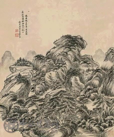 程震佑 道光庚寅(1830年)作 秋山图 立轴 水墨绢本