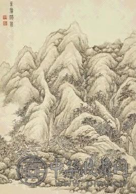 黄鼎 匡庐瀑布 立轴 设色纸本