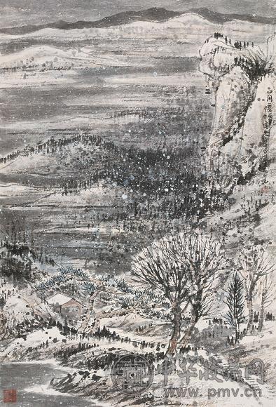 崔如琢 2004年作 山间舞雪 镜心 设色纸本