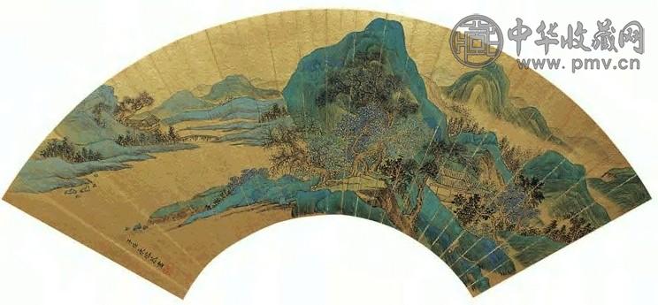 清 永瑢 青绿山水 扇面