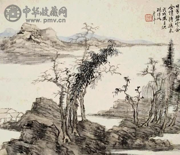 刘彦冲 1838年作 茂林碧云 镜心 设色纸本