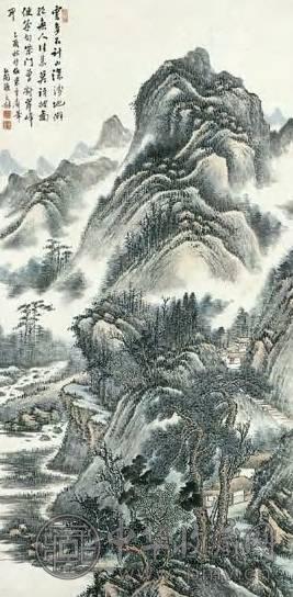 近代 张石园 山水 轴