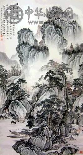 马企周 庐峰春晓 立轴 设色纸本