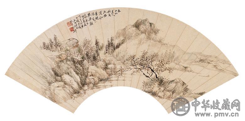 任预 辛巳(1881年)作 山水 扇面 设色纸本