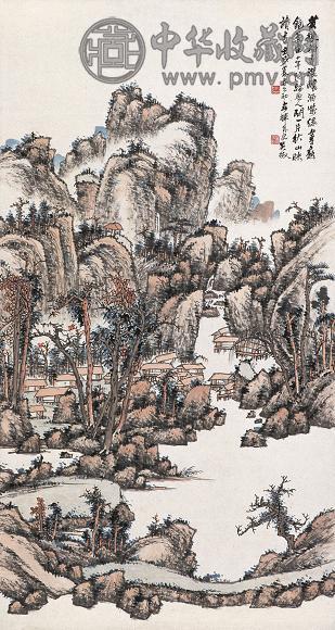 吴徵 壬戌(1922年)作 山水 立轴 设色纸本