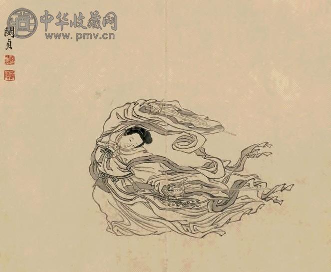 闵贞 公孙大娘舞剑图 镜心 水墨纸本