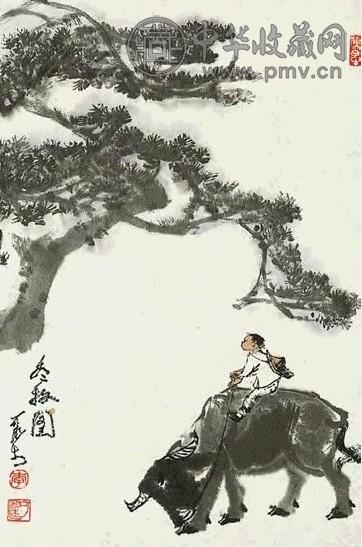 近现代 李可染 冬牧图 镜心