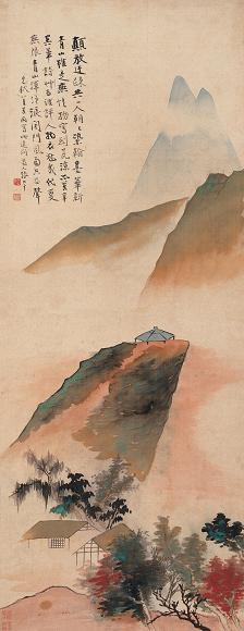 张大千 己巳(1929年)作 青山红树 立轴 设色绢本