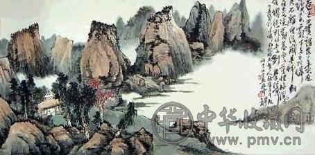 梁崎 山水 镜心 设色纸本