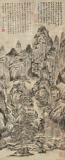 朱敦儒(款) 山水 立轴 设色纸本