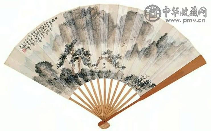 沈迈士 1962年作 望岳图 扇面 设色纸本