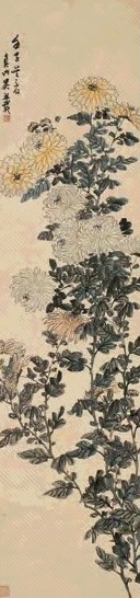 吴熙载 1852年作 秋菊东篱图 立轴 设色纸本