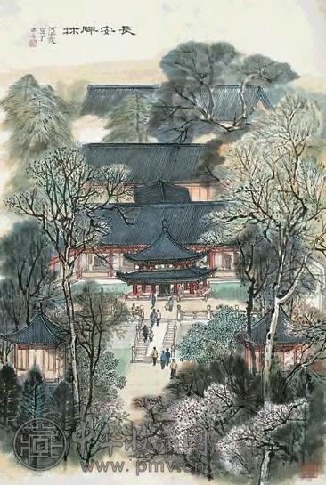 何海霞 长安碑林 立轴 设色纸本