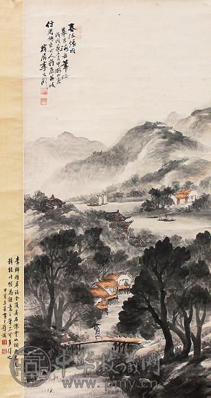 李瑶屏 山水 立轴 设色纸本